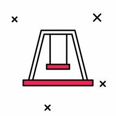 Filled outline Swing for kids summer games on playground icon isolated on white background. Outdoor entertainment equipment. Vector