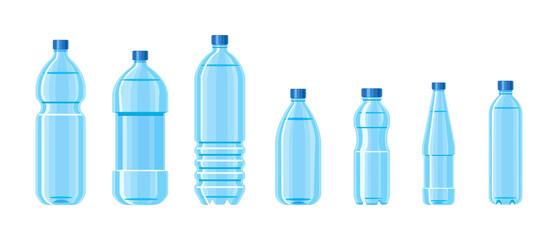 Plastic water bottle set containers of different capacities