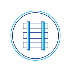 Filled outline Railway, railroad track icon isolated on white background. Vector