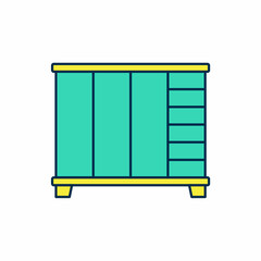 Filled outline Wardrobe icon isolated on white background. Cupboard sign. Vector