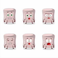 Character cartoon of strawberry marshmallow with scared expression