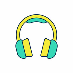 Filled outline Headphones icon isolated on white background. Earphones. Concept for listening to music, service, communication and operator. Vector