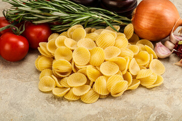 Raw Italian pasta - Orecchiette for cooking