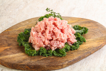 Raw pork minced meat for cooking