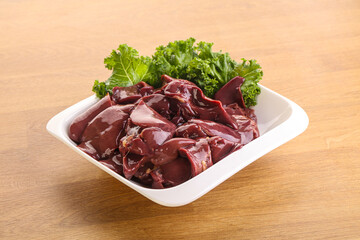 Raw chicken liver in the bowl