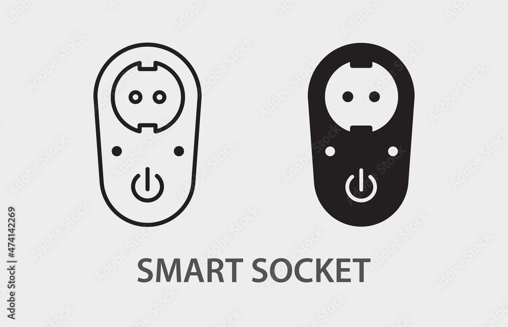 Poster smart socket vector icon. black illustration isolated on white background for graphic and web design