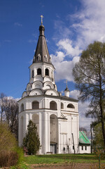 Fototapeta na wymiar Crucifixion church - bell tower at Holy Dormition convent (Alexandrov kremlin) in Alexandrov town. Russia