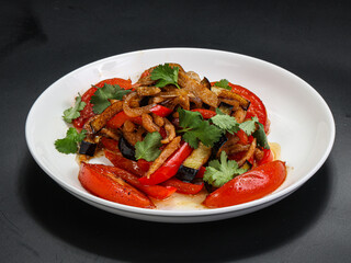 Salad with chicken and grilled meat