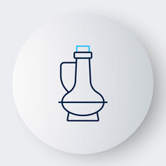 Line Bottle of olive oil icon isolated on white background. Jug with olive oil icon. Colorful outline concept. Vector