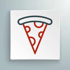 Line Slice of pizza icon isolated on white background. Fast food menu. Colorful outline concept. Vector
