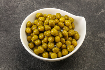 Marinated green pea in the bowl