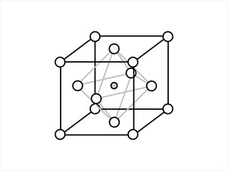 Volumetric Crystal lattice. The position of atoms in a crystal. Vector illustration.