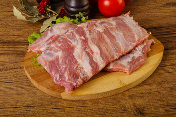 Raw pork ribs for cooking