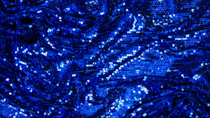 Holiday and party banner. blue sequins background - abstract festive backdrop for Glamour shiny...