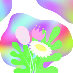 Flower cover template, designed with landscapes and abstract patterns in pastel tone