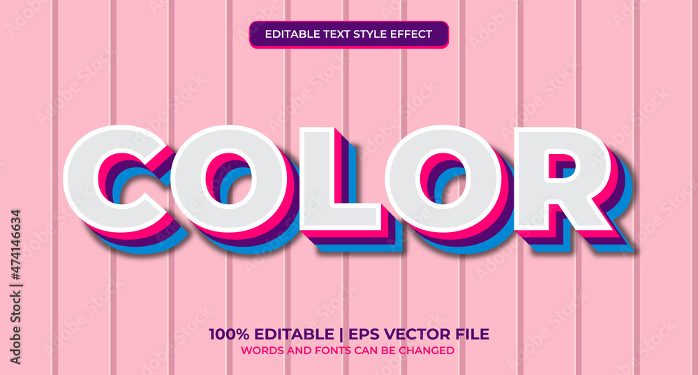 Poster editable text effect colorful. multicolor style editable text effect