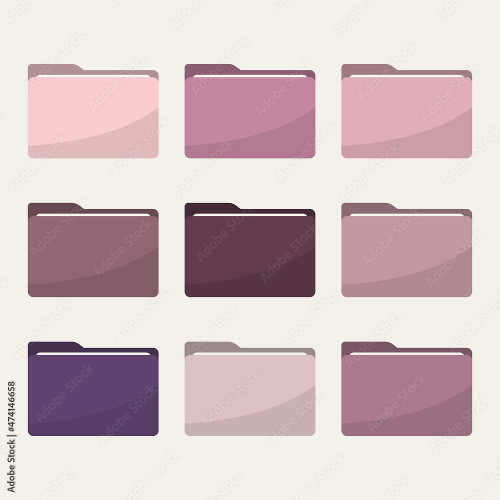 Aufkleber folder icons set. all type of document, file formats vector illustration symbols collection. compute