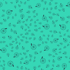 Black Four leaf clover icon isolated seamless pattern on green background. Happy Saint Patricks day. National Irish holiday. Vector