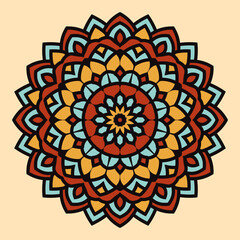 mandala art boho style abstract flower vintage color decorative vector design element