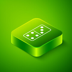 Isometric Domino icon isolated on green background. Green square button. Vector