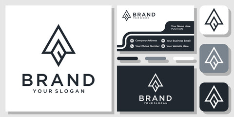 Initials Letters AC CA Geometric Modern Simple Monogram Icon Logo Design with Business Card Template