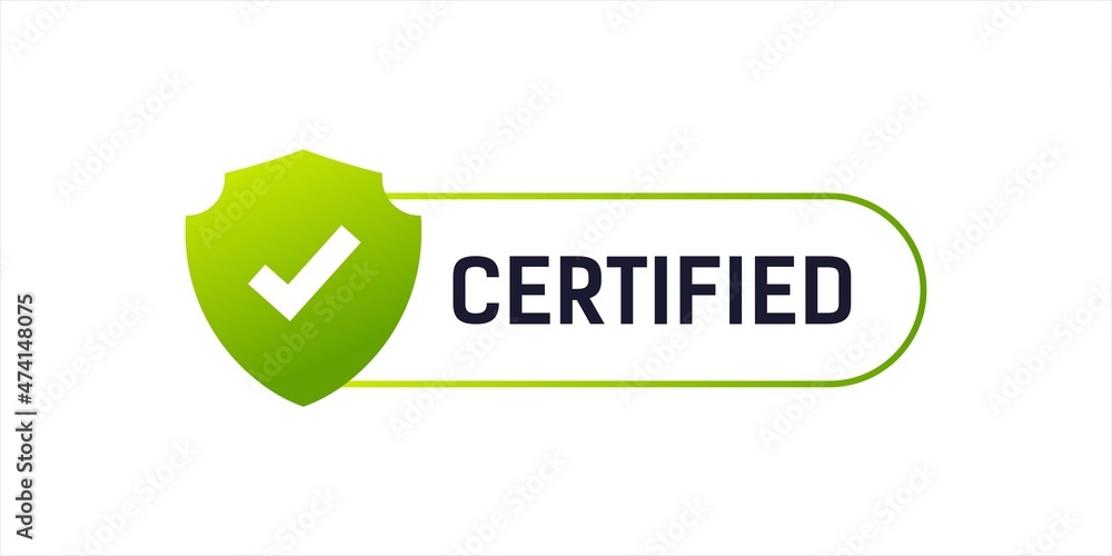Poster certified stamp label badge, stamp. green seal of secure and safe network site. graphic design eleme