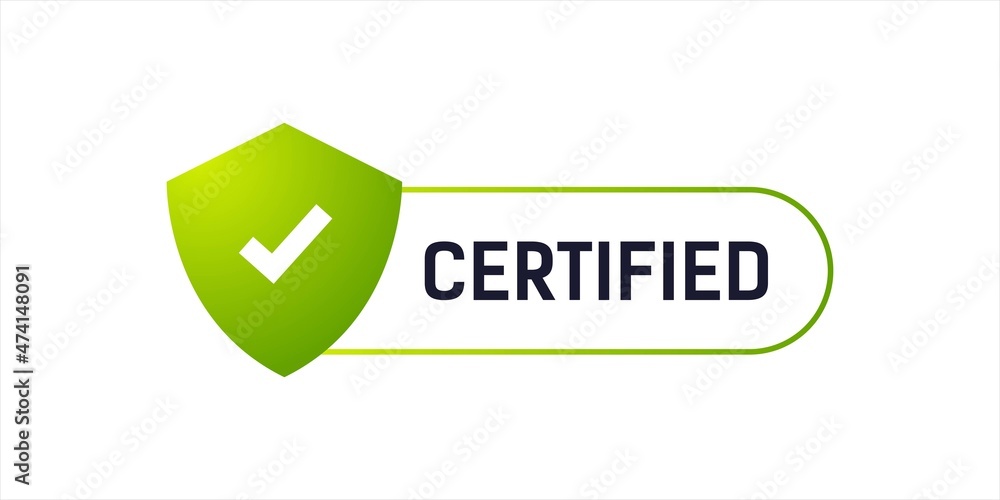 Poster secure certified stamp label badge, stamp. green seal of safe network site. graphic design element w