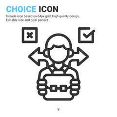 Choice icon vector with outline style isolated on white background. Vector illustration selection sign symbol icon concept for business, finance, industry, company, web, apps, ui, ux and project