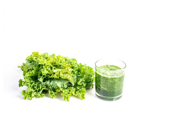 Fresh green kale leaves isolated on white background. Concept healthy food.