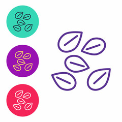 Set line Seeds of a specific plant icon isolated on white background. Set icons colorful. Vector