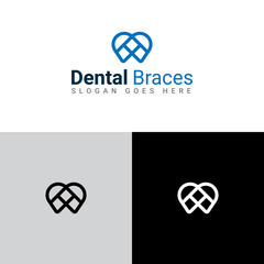 Teeth logo dental braces logo design concept dental care logo template