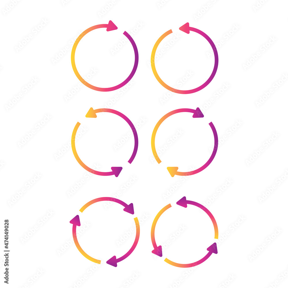 Poster arrows in a circle in gradient colors.