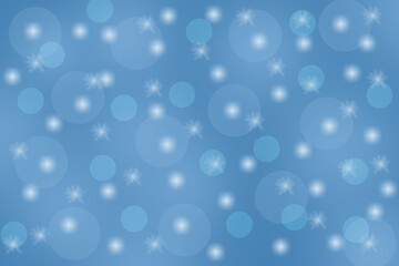 Blue New Year and Christmas background with white snowflakes and falling snow. Congratulations on the winter holidays with a place for text. Copy space for a party invitation