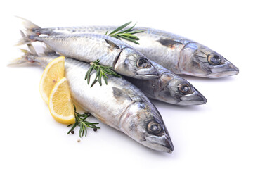 Fish mackerel on a white background