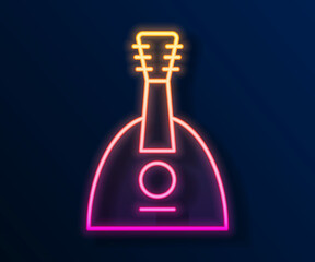 Glowing neon line Musical instrument balalaika icon isolated on black background. Vector