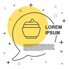 Black line Cream or lotion cosmetic tube icon isolated on white background. Body care products for woman. Random dynamic shapes. Vector