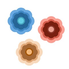 set of bright decorative flowers, floral illustration