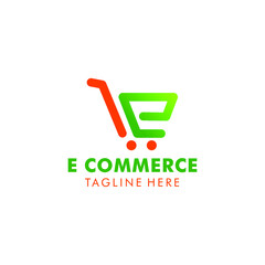 letter e shopping cart logo concept