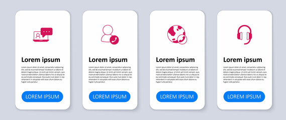 Set Headphones, Video chat conference, and . Business infographic template. Vector