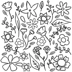 Rolgordijnen Set of flowers icons. vector flowers icons © eliyashevskiy