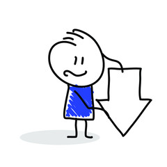 Stick figures. Arrow. Isolated on white background.