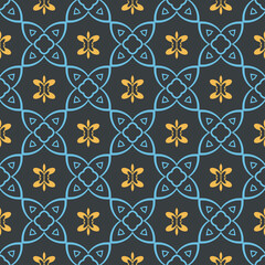 Stylish background pattern with decorative elements on a red background. Fabric texture swatch, seamless wallpaper. Vector illustration