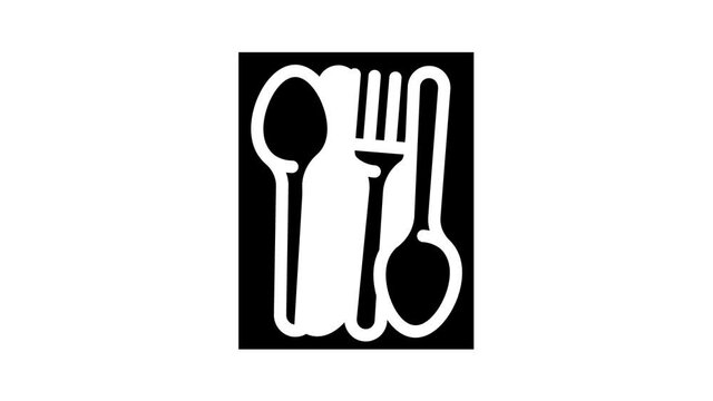 kitchenware spoon and fork animated glyph icon kitchenware spoon and fork sign. isolated on white background