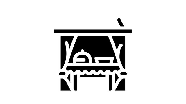 tent buffet animated glyph icon tent buffet sign. isolated on white background