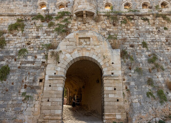 Fototapeta na wymiar Entrance of the Venetian fortress of Rethymnon, Crete, Greece