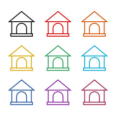 Dog house icon isolated on white background, color set