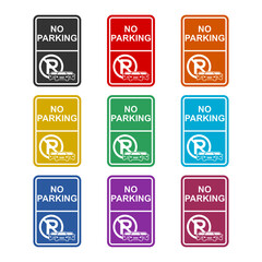 No Parking or stopping icon isolated on white background, color set