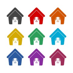 Dog house icon isolated on white background, color set