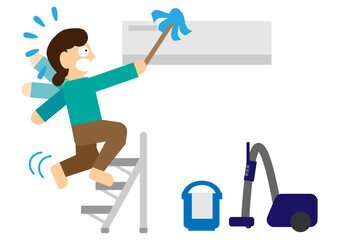 大掃除中の転倒事故のイメージ