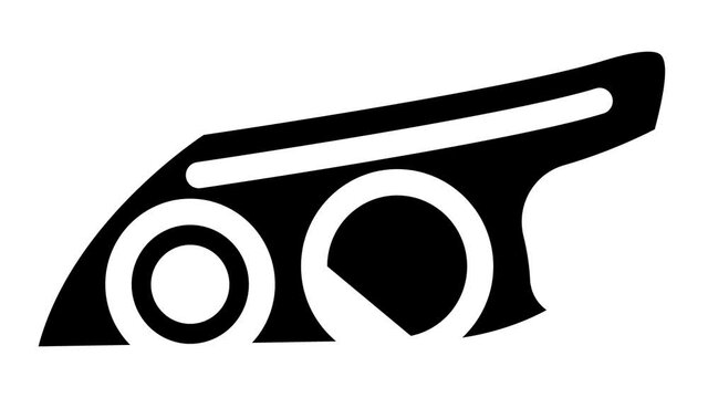 headlight car animated glyph icon headlight car sign. isolated on white background